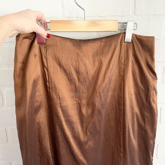 Vintage Maxi skirt Gown Liquid Mermaid Prom Bronze Fluid Taffeta Volume Sz 12 - Picture 5 of 10